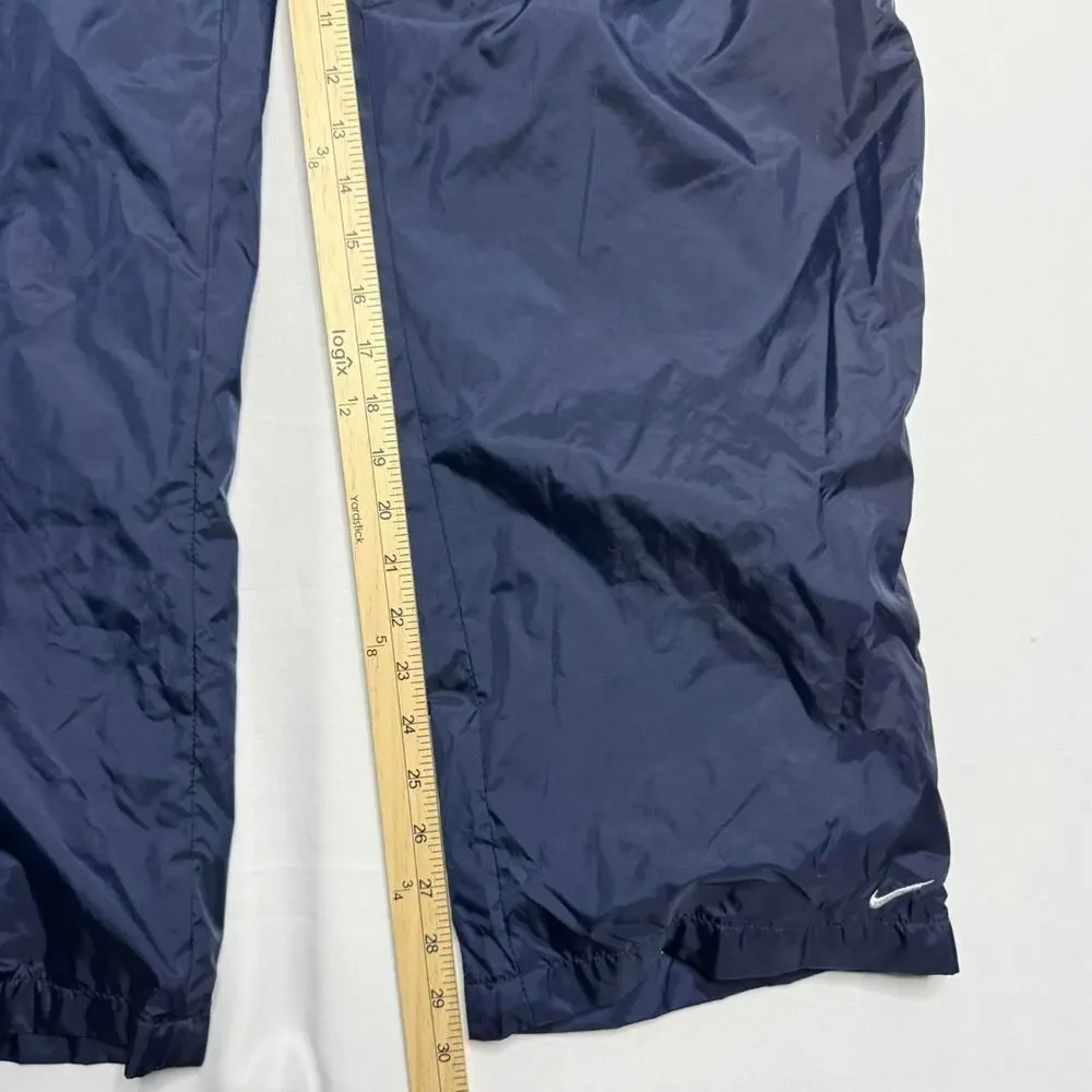 Vintage 1990s Nike Track Pants Windbreaker Pants Navy Blue Size Large